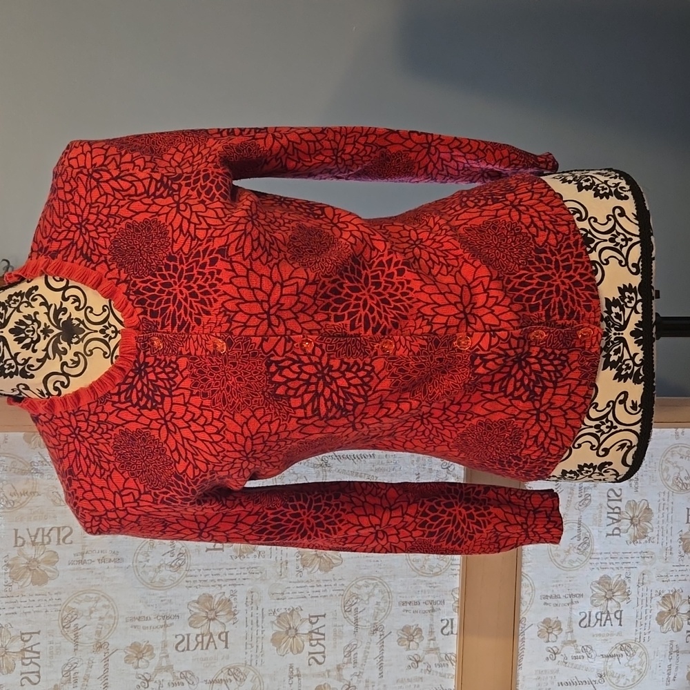 Fossil Y2K Ruffle Collar Cotton/ Cashmere Cardigan sz XS